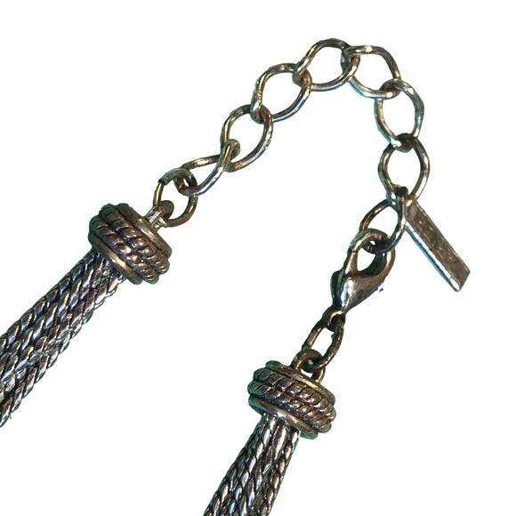 Napier Multi Strand Choker Necklace Sliding Pendant Silver-Tone - Picture 5 of 9